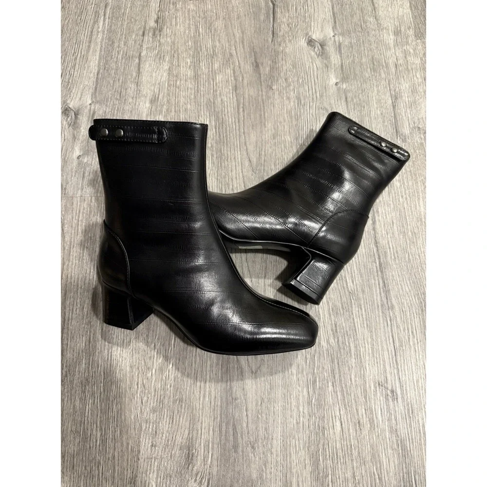 Gini & Albert Luxury Women's‎ Wyn Boot Booties Leather Noir Eel $550 Size 5